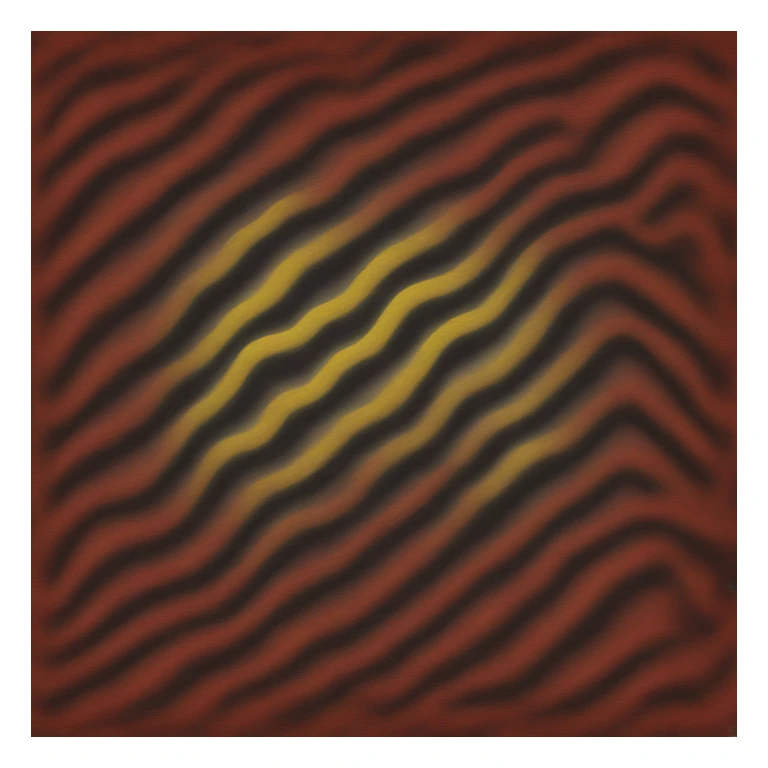 A wavy black and red rectangle with a yellow circle in the middle  sticker