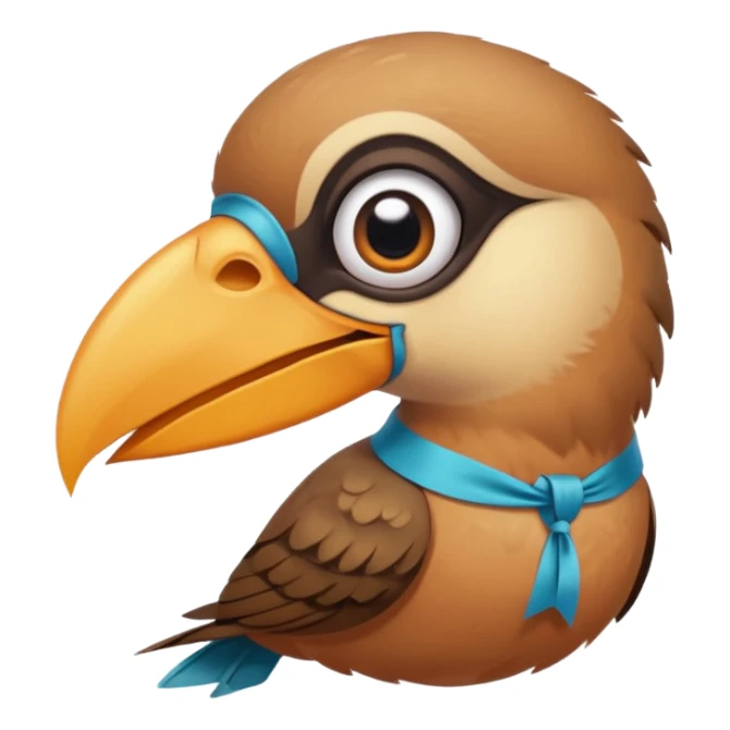 bird with piercings on beak and ribbon two eyes sticker