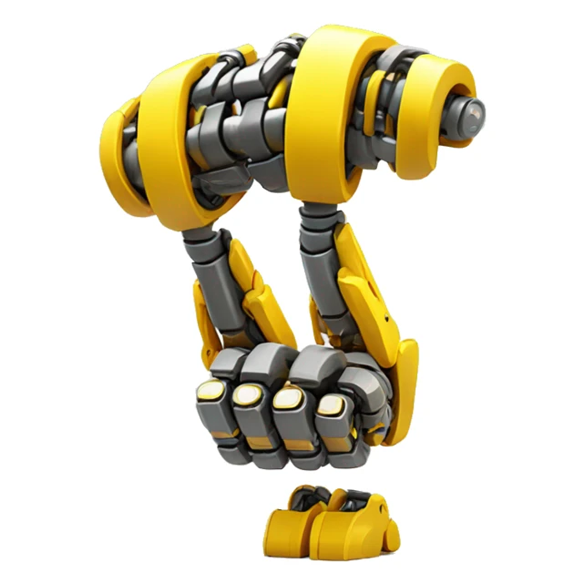 Flexing yellow robotic bicep and forearm with shocks and circuits sticker