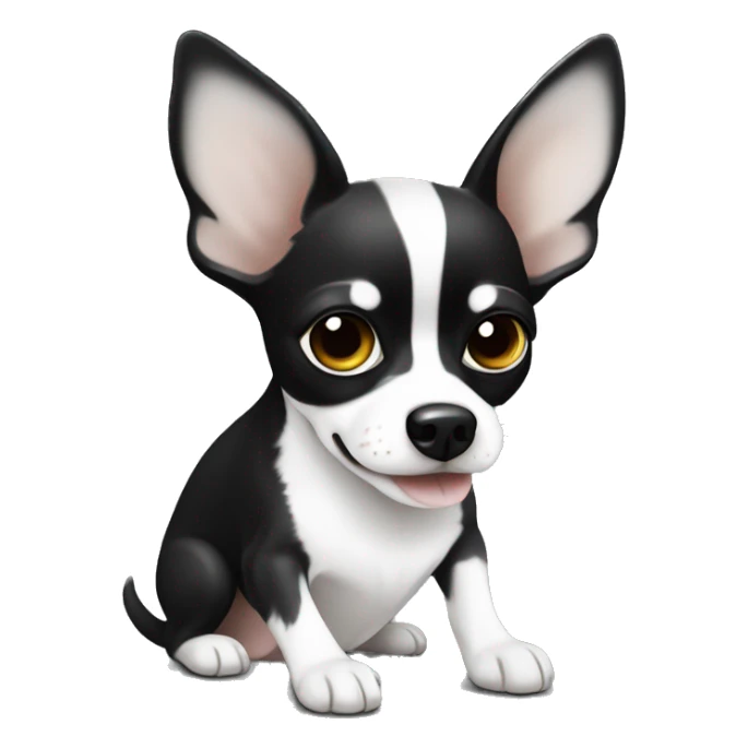 a black and white chihuahua who’s drinking a chamomile  sticker