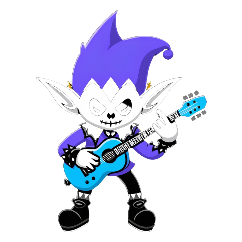 Punk rock jester with guitar and gothic style sticker