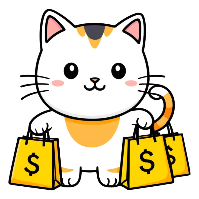 A CAT WITH THE INSCRIPTION "$BAGS" sticker