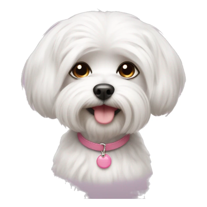 female maltese with pink nose and cute round haircut  sticker