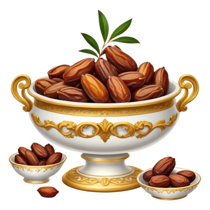 Table of food with dates in a bowl rococo style sticker