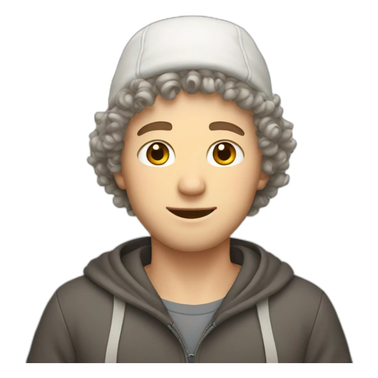 Curly short hair white guy with bonnet sticker