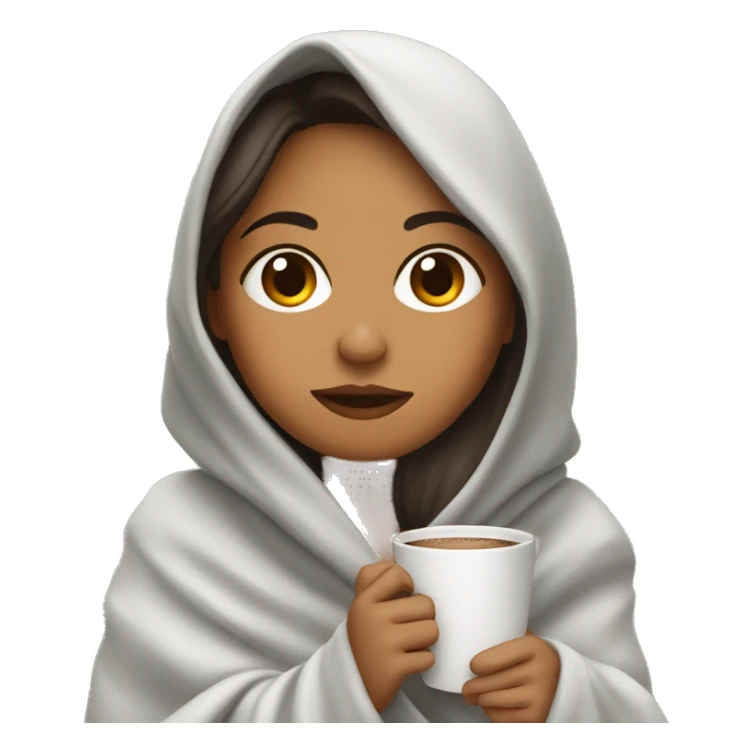 latina girl wrapped in blanket drinking coffee sticker