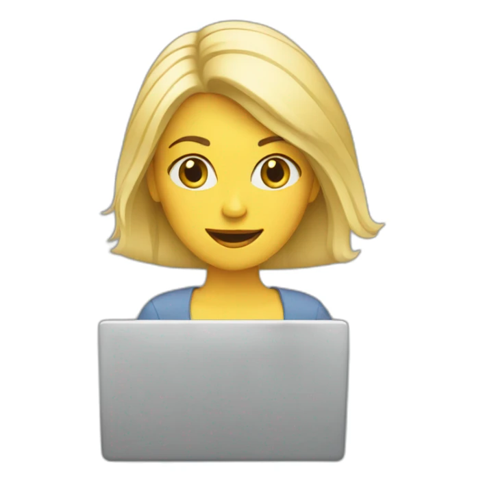 Blond woman with laptop sticker