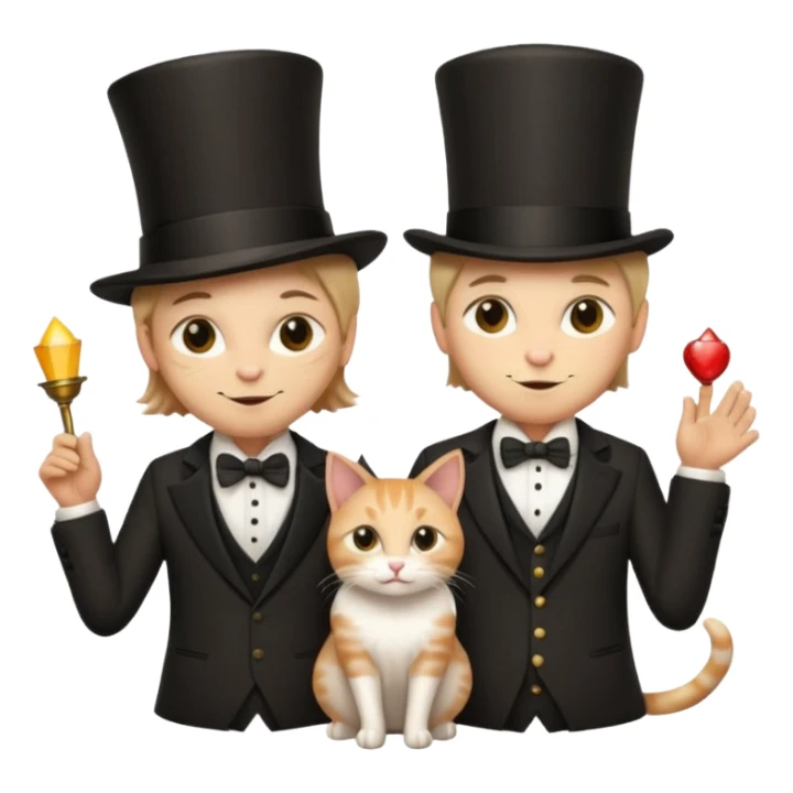 magician couple and their pet cat sticker
