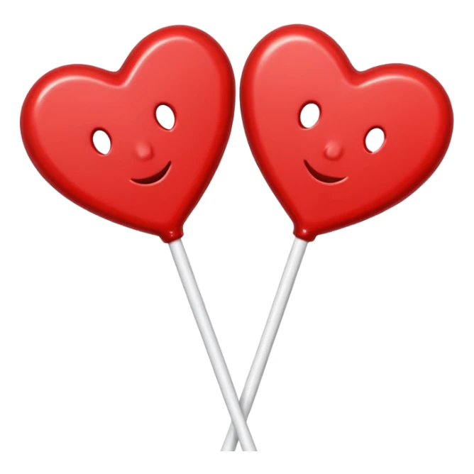 2 Christmas red heart-shaped lollipops with white "S" logo sticker