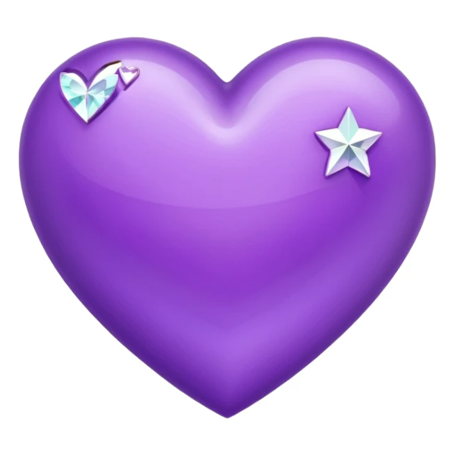shiny 3d purple heart with diamonds sticker