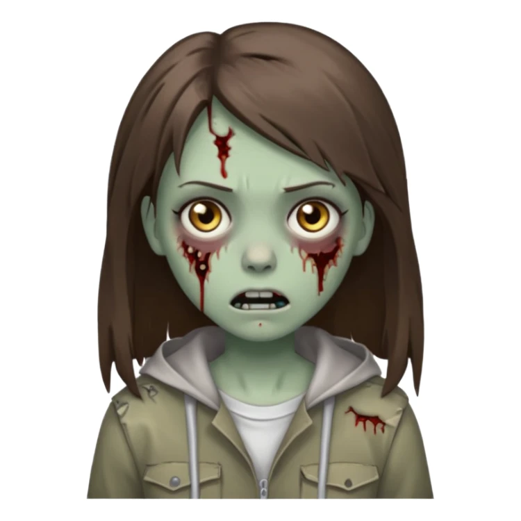 a zombie girl with straight brown hair long  sticker