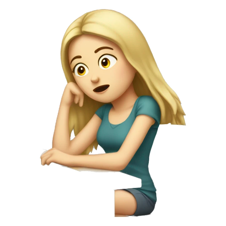 Tired white girl at desk  sticker