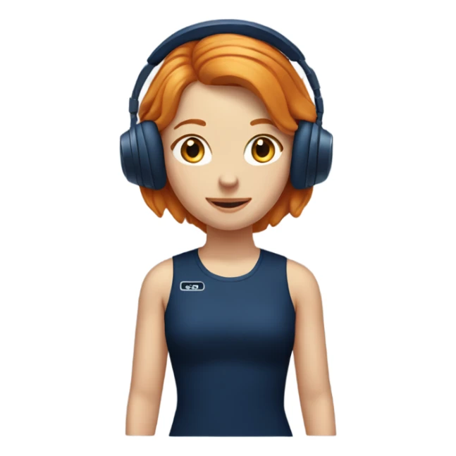 Ginger girl wearing navy blue headphones sticker
