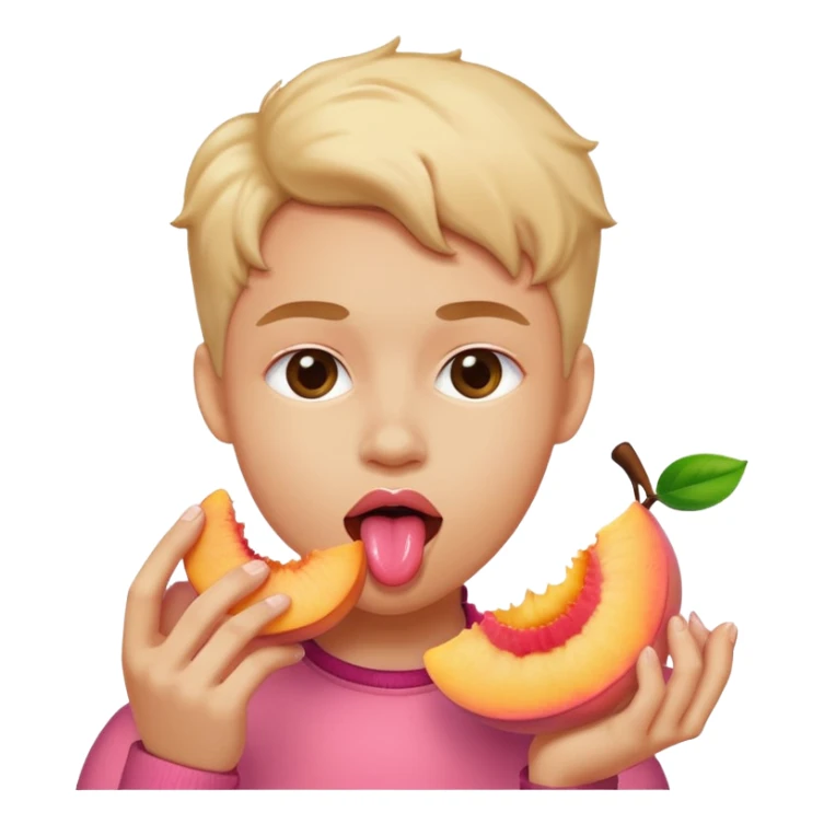 human tongue, licking a sliced peach ￼ sticker