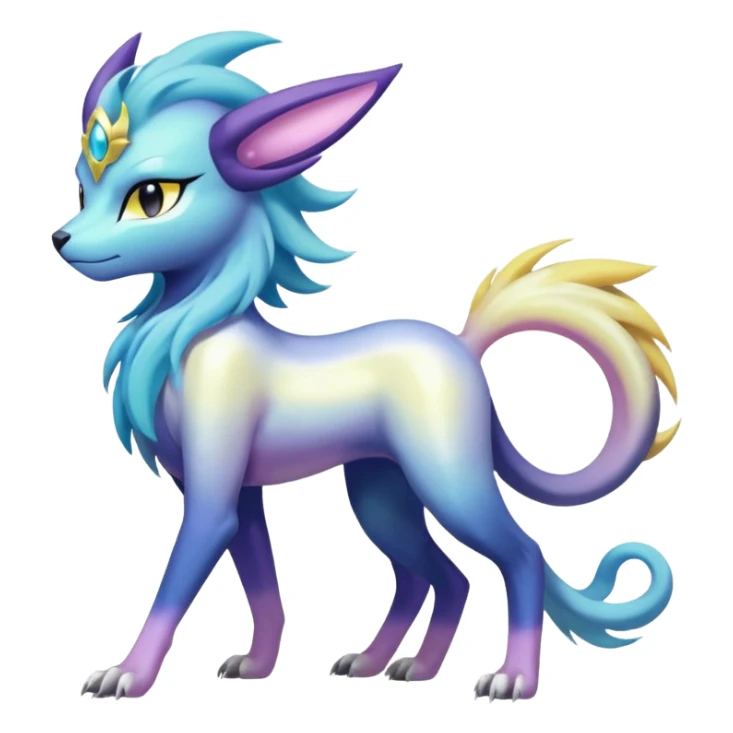 Shiny Sunny furry neon colorful scaly painted Asian pastel-gradient Absol-Meloetta-Solgaleo-Luxray-Suicune-fusion sticker