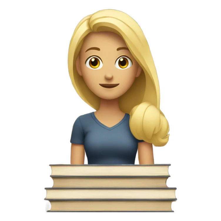 Smart blonde girl with books sticker