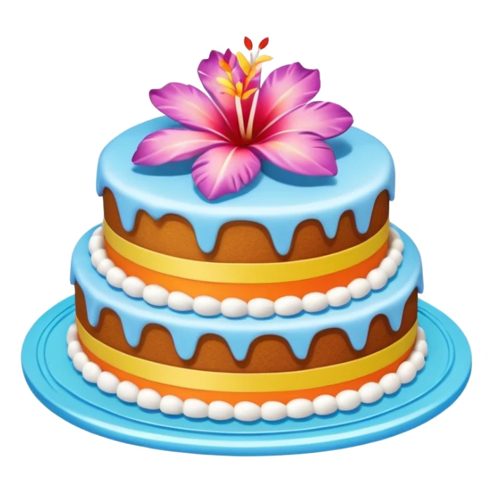 Cake with hawaiana flowers sticker