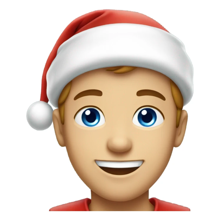 happy boy in santa hat with blue eyes sticker
