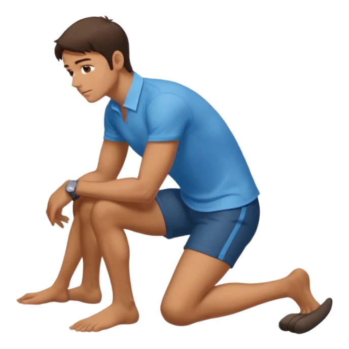 brunette man on hands and knees from the side eith both knees on the floor Like a dog sticker