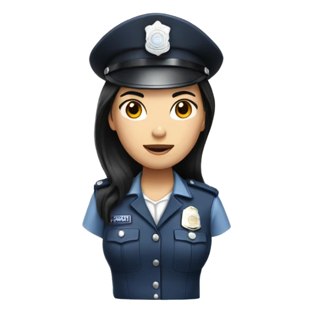 Asian Policewoman with long black hair  sticker