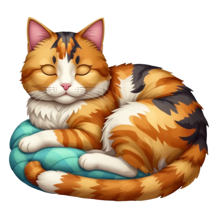 full body colourful light patched calico tabby cat sleeping sticker
