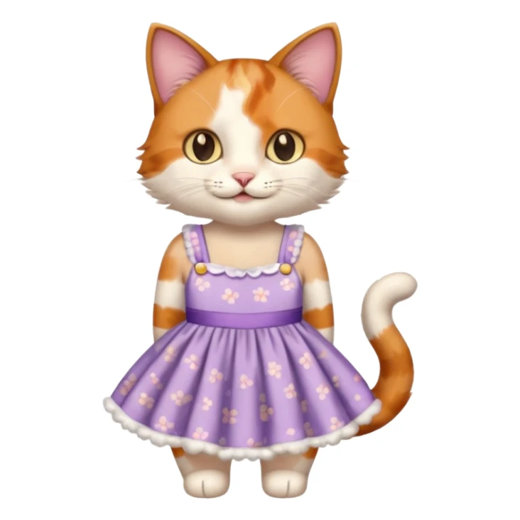 A cat wearing a pretty one-piece dress sticker