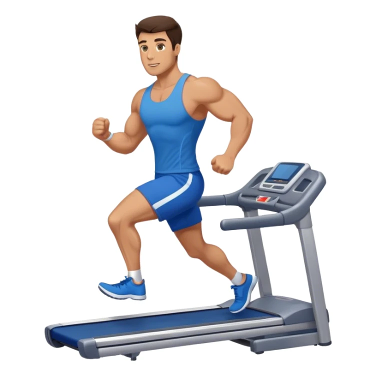 brunette male bodybuilder blue shorts treadmill sticker