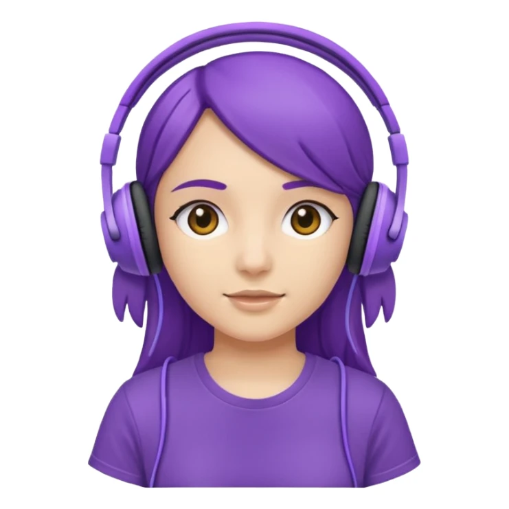 girl with purple headphones and tshirt sticker
