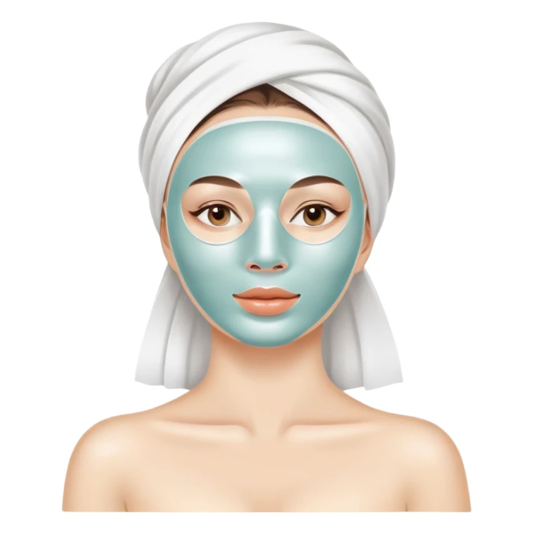 Pretty Lady with face cream white mask spa beauty full face relaxing sticker