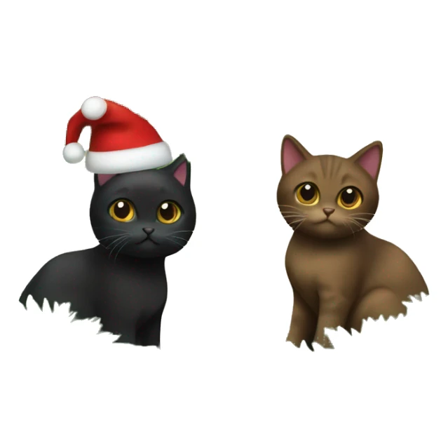 Black cat and brown/brown cat in Christmas tree sticker