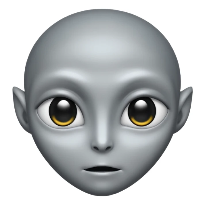 Grey alien head, almond-shaped eyes solid black, entire eye black, no white or iris, slanted, pale grey skin, cartoon emoji, no background


 sticker
