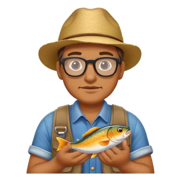 Redneck wearing glasses with fish in hands sticker