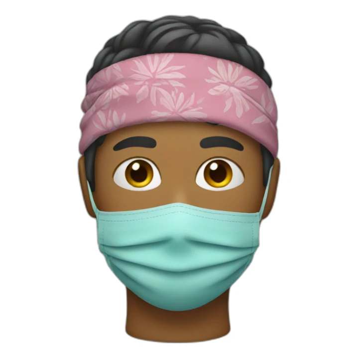 Someone with a bandana and a mask sticker