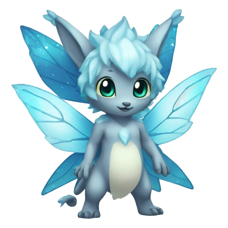 a anthro chibi-style fairy-type-ice-type Fakémon-hybrid full body sticker