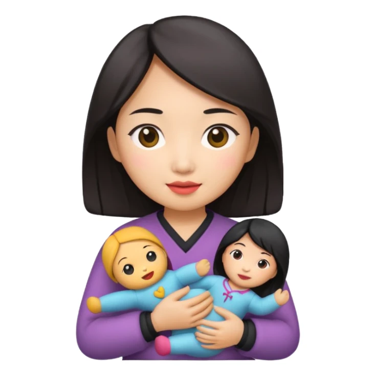 asian woman holding  doll sticker