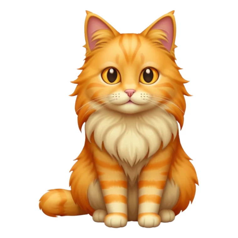 cat with long hair and light orange fur. full body.  sticker