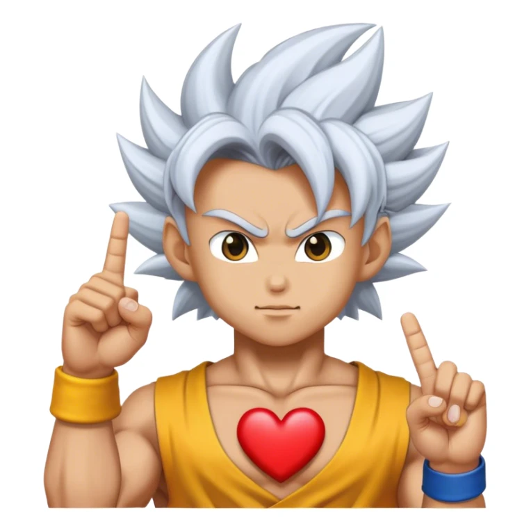 super saiyan saiyan holding up a korean heart finger  sticker