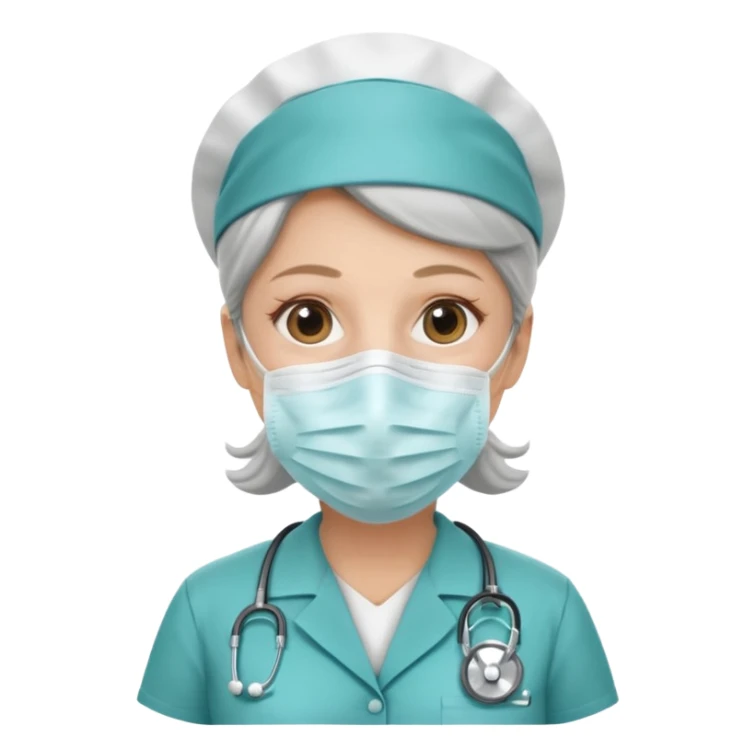 Old, female, wearing mask, solemn, nurse uniform
 sticker