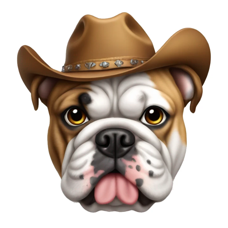 English bulldog wearing a cowboy hat sticker