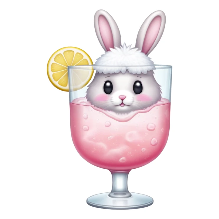 A glass of pink lemonade and a bunny sticker