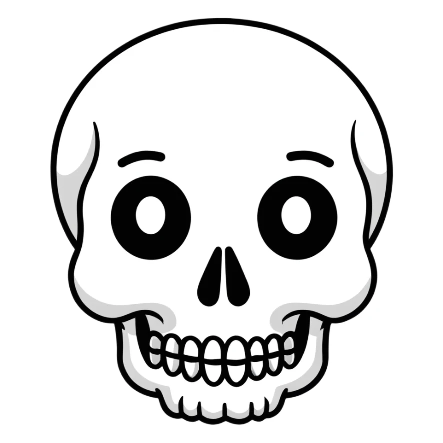 happy emoji with skull eyes sticker