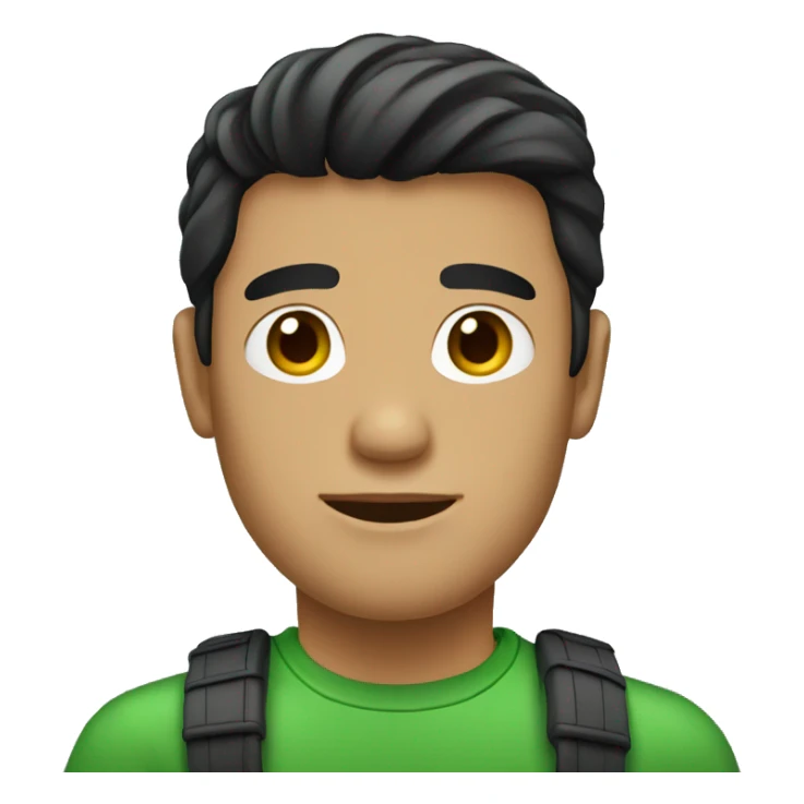 Guy with green t-shirt black hair sticker