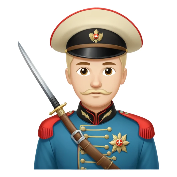 White Army Cossack cavalry soldier with traditional uniform and sabre from 1920s Russian Civil War sticker