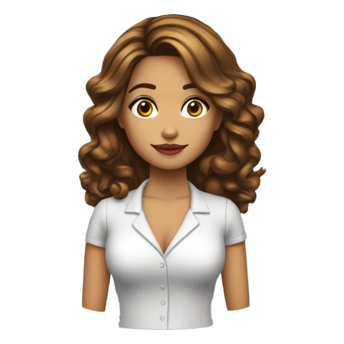 Profesora-joven-colombiana-cabello rubio oscuro-bata sticker