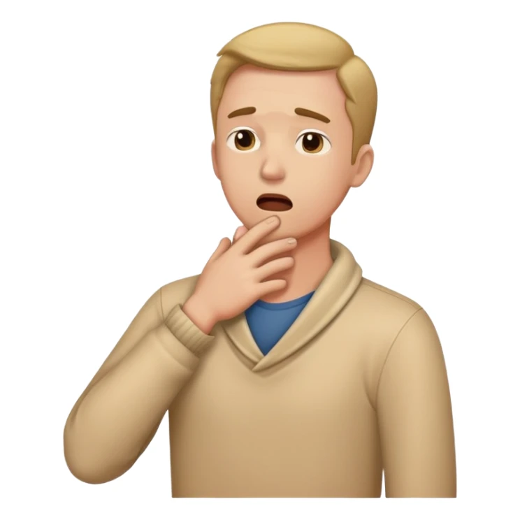 man holding hands crossed on his neck coughing sticker