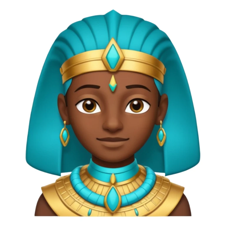 A young pharaoh with bright eyeliner, turquoise collar, and a confident proud smile.
 sticker