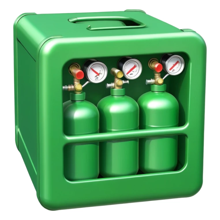 a box with green gas bottles sticker