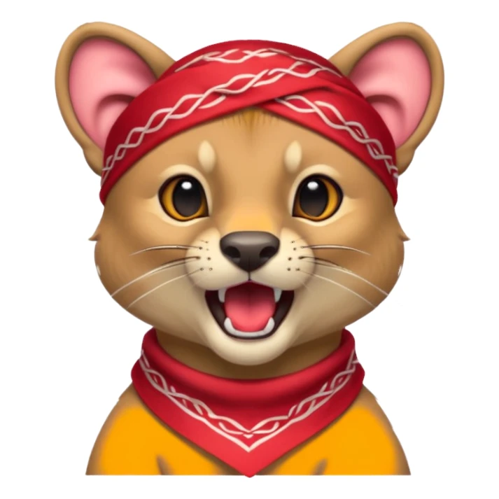 Fossa animal with a red bandana on its head screams sticker