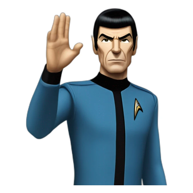 Spock making the Vulcan salute in Starfleet blue uniform (Star Trek) sticker