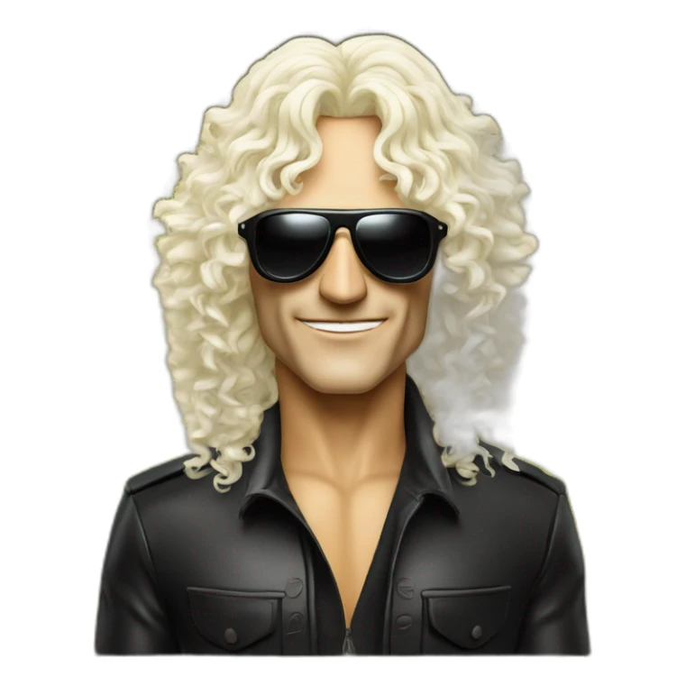 michel polnareff with white sunglasses and long curly blond hairs sticker